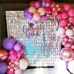 2pcs Silver Square Backdrop Curtains Shimmer Foil Wall Backdrop Tinsel Streamers for Birthday Wedding Christmas Disco Party Deco