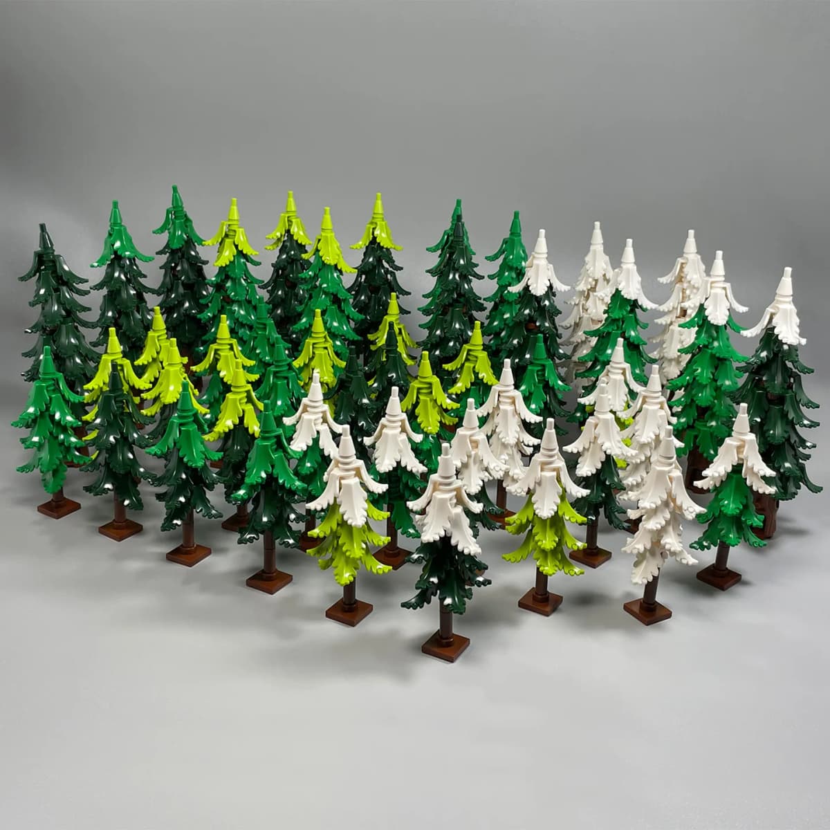 DIY Pine Tree Model Kit - Snowy Christmas Tree Street Forest Compatible with Building Blocks & Assemble Particles