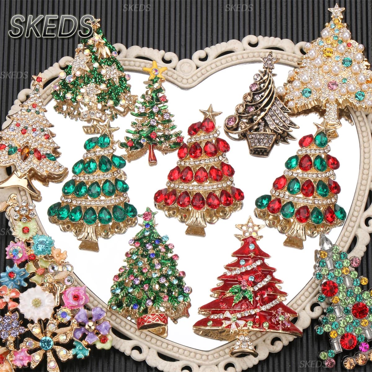 SKEDS 2026 Summer New Design Christmas Tree Brooch Luxury Jewelry Women's High-End Exquisite Pin Badges Wedding Corsage