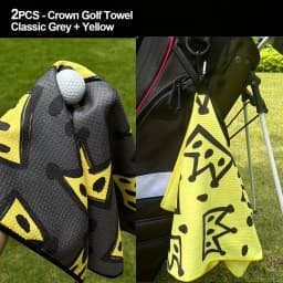 2pcs King Crown Large Golf Towel | Super Absorbent Waffle Fabric, Fast Cleaning, Golf Bowling Lovers' Creative Christmas Gift