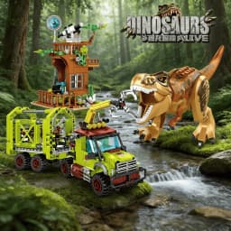 327pcs Jurassic Dinosaur Escape From Ocean Building Block Alive Ship Mosasaurus Assembly Bricks Educational Toy Christmas Gift