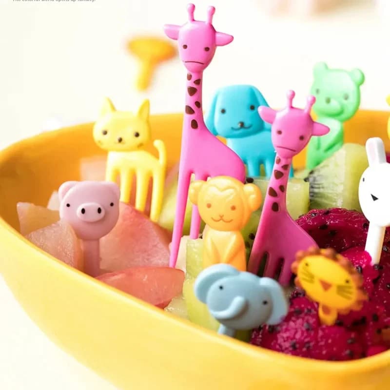 10-120pcs Animal Farm Fruit Fork Mini Cartoon Children Snack Cake Dessert Food Pick Toothpick Bento Lunches Party Christmas gift
