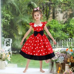 New Polka Dot Bow Sequin Little Fly Sleeve Princess Dress for Girls Christmas and Halloween Cosplay Performance Costume