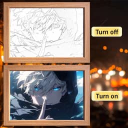 Anime Character Satoru Gojo Photo Frame Led Three-Color Light Photo Frame Painting Decoration Christmas Gift Moonlight Lamp