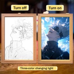 Anime Character Satoru Gojo Photo Frame Led Three-Color Light Photo Frame Painting Decoration Christmas Gift Moonlight Lamp