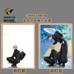Anime Character Satoru Gojo Photo Frame Led Three-Color Light Photo Frame Painting Decoration Christmas Gift Moonlight Lamp