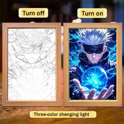 Anime Character Satoru Gojo Photo Frame Led Three-Color Light Photo Frame Painting Decoration Christmas Gift Moonlight Lamp