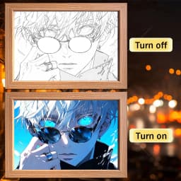 Anime Character Satoru Gojo Photo Frame Led Three-Color Light Photo Frame Painting Decoration Christmas Gift Moonlight Lamp