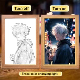 Anime Character Satoru Gojo Photo Frame Led Three-Color Light Photo Frame Painting Decoration Christmas Gift Moonlight Lamp
