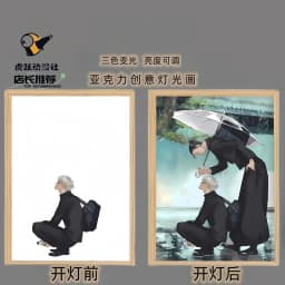 Anime Character Satoru Gojo Photo Frame Led Three-Color Light Photo Frame Painting Decoration Christmas Gift Moonlight Lamp