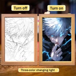 Anime Character Satoru Gojo Photo Frame Led Three-Color Light Photo Frame Painting Decoration Christmas Gift Moonlight Lamp