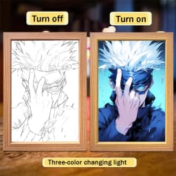 Anime Character Satoru Gojo Photo Frame Led Three-Color Light Photo Frame Painting Decoration Christmas Gift Moonlight Lamp