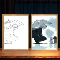 Anime Character Satoru Gojo Photo Frame Led Three-Color Light Photo Frame Painting Decoration Christmas Gift Moonlight Lamp