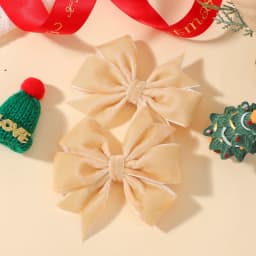 2pcs Vintage Velvet Bow Girls Hair Clip Sweet Red Green Bowknot Hairpins Barrette Headwear Christmas Festival Hair Accessories