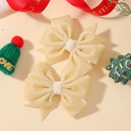 2pcs Vintage Velvet Bow Girls Hair Clip Sweet Red Green Bowknot Hairpins Barrette Headwear Christmas Festival Hair Accessories