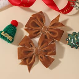 2pcs Vintage Velvet Bow Girls Hair Clip Sweet Red Green Bowknot Hairpins Barrette Headwear Christmas Festival Hair Accessories
