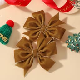 2pcs Vintage Velvet Bow Girls Hair Clip Sweet Red Green Bowknot Hairpins Barrette Headwear Christmas Festival Hair Accessories
