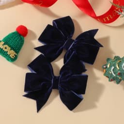 2pcs Vintage Velvet Bow Girls Hair Clip Sweet Red Green Bowknot Hairpins Barrette Headwear Christmas Festival Hair Accessories