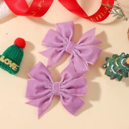 2pcs Vintage Velvet Bow Girls Hair Clip Sweet Red Green Bowknot Hairpins Barrette Headwear Christmas Festival Hair Accessories