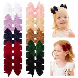 2pcs Vintage Velvet Bow Girls Hair Clip Sweet Red Green Bowknot Hairpins Barrette Headwear Christmas Festival Hair Accessories