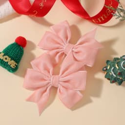 2pcs Vintage Velvet Bow Girls Hair Clip Sweet Red Green Bowknot Hairpins Barrette Headwear Christmas Festival Hair Accessories