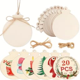 10/20pcs Wooden Pendant Handmade DIY Painting Holiday Supplies,Christmas Decoration Wood Plaque Graffiti Craft Round Wood Chips