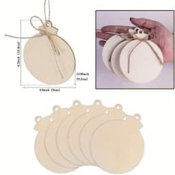 10/20pcs Wooden Pendant Handmade DIY Painting Holiday Supplies,Christmas Decoration Wood Plaque Graffiti Craft Round Wood Chips