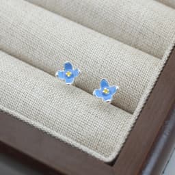 Small Blue Color Lilac Flower Stud Earring for Women Sweet Temperament Mini Jewelry Accessories Wholesale Christmas Day Gift