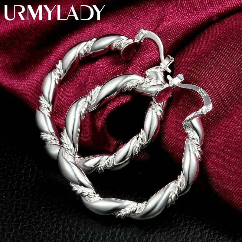 Hot new High quality 925 Sterling Silver hoop Earrings for Woman fashion party wedding Jewelry elegant Christmas Gifts