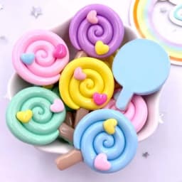 Painted Colorful Resin Big Love Lollipop Flatback Cabochon Stone Figurines 10pcs DIY Bow Christmas Accessories Scrapbooks Crafts