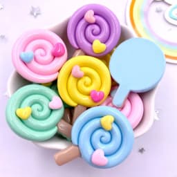 Painted Colorful Resin Big Love Lollipop Flatback Cabochon Stone Figurines 10pcs DIY Bow Christmas Accessories Scrapbooks Crafts