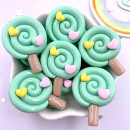 Painted Colorful Resin Big Love Lollipop Flatback Cabochon Stone Figurines 10pcs DIY Bow Christmas Accessories Scrapbooks Crafts