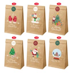 12/24pcs Christmas Gift Bags Candy Bags Merry Christmas Advent Calendar Numbers Stickers Kraft Paper Box Packaging Bags