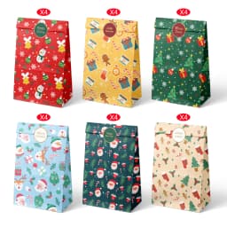 12/24pcs Christmas Gift Bags Candy Bags Merry Christmas Advent Calendar Numbers Stickers Kraft Paper Box Packaging Bags