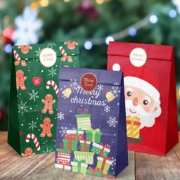 12/24pcs Christmas Gift Bags Candy Bags Merry Christmas Advent Calendar Numbers Stickers Kraft Paper Box Packaging Bags