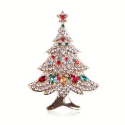 Women Men Fashion Exquisite Christmas Tree Crystal Brooch Badges Elegant Lady Festival New Yearl Gift Pin
