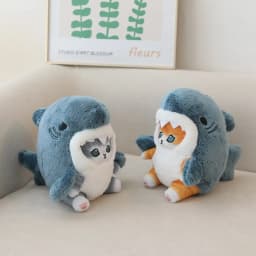 Kawaii Shark Cat Plush Toy Soft Stuffed Colorful Shark Cat Doll Kids Toys Birthday Christmas Gift for Boys Girls