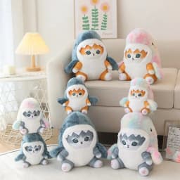 Kawaii Shark Cat Plush Toy Soft Stuffed Colorful Shark Cat Doll Kids Toys Birthday Christmas Gift for Boys Girls