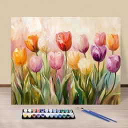 Painting By Numbers Colorful Tulips Acrylic Paint Canvas Dropshipping Portrait Family Children Photo Christmas Gifts