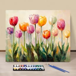 Painting By Numbers Colorful Tulips Acrylic Paint Canvas Dropshipping Portrait Family Children Photo Christmas Gifts
