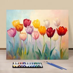 Painting By Numbers Colorful Tulips Acrylic Paint Canvas Dropshipping Portrait Family Children Photo Christmas Gifts