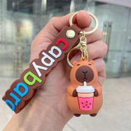 Capybara Keychain PVC Soft Key Accessories Cute Party Gifts for Christmas for Boys and Girls Key Buckles Metal