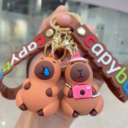 Capybara Keychain PVC Soft Key Accessories Cute Party Gifts for Christmas for Boys and Girls Key Buckles Metal