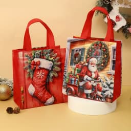 4/8pcs Christmas Gift Bag Santa Non-Woven Bag Christmas Decorations For Home 2025 Xmas Navidad Noel Gifts New Year Packaging Bag
