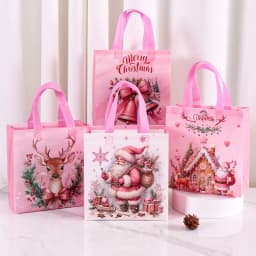 4/8pcs Christmas Gift Bag Santa Non-Woven Bag Christmas Decorations For Home 2025 Xmas Navidad Noel Gifts New Year Packaging Bag
