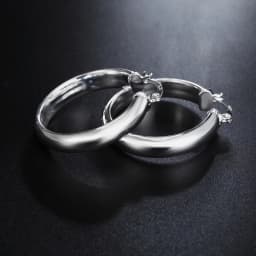 925 Sterling Silver 18K gold 4CM smooth Big circle hoop Earrings for Women Christmas gifts fine party Popular brands Jewelry