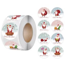 100-500PCS Merry Christmas Stickers Small Stickers for Rolling Sticker Pack Roll Packing Labels