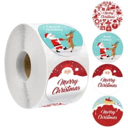 100-500PCS Merry Christmas Stickers Small Stickers for Rolling Sticker Pack Roll Packing Labels