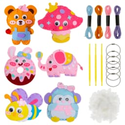 6PCS Sewing Kit for Kids Cute Animal Sewing Craft Set for Beginners DIY Crafting Felt Sewing Kit for Boys Girls Christmas Gifts