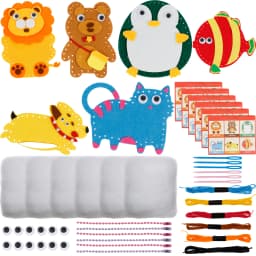 6PCS Sewing Kit for Kids Cute Animal Sewing Craft Set for Beginners DIY Crafting Felt Sewing Kit for Boys Girls Christmas Gifts